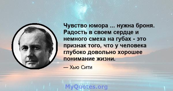 Чувство юмора ... нужна броня. Радость в своем сердце и немного смеха на губах - это признак того, что у человека глубоко довольно хорошее понимание жизни.