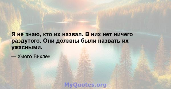 Я не знаю, кто их назвал. В них нет ничего раздутого. Они должны были назвать их ужасными.