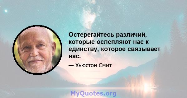 Остерегайтесь различий, которые ослепляют нас к единству, которое связывает нас.