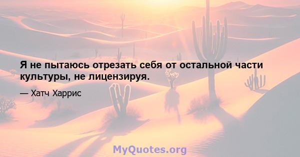 Я не пытаюсь отрезать себя от остальной части культуры, не лицензируя.