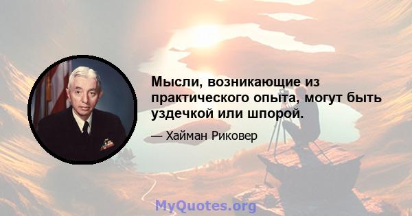 Мысли, возникающие из практического опыта, могут быть уздечкой или шпорой.