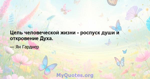 Цель человеческой жизни - роспуск души и откровение Духа.