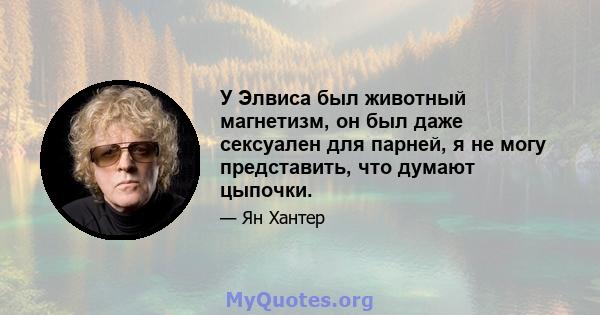 У Элвиса был животный магнетизм, он был даже сексуален для парней, я не могу представить, что думают цыпочки.