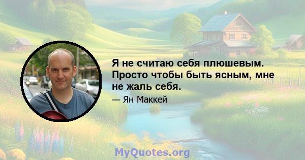 Я не считаю себя плюшевым. Просто чтобы быть ясным, мне не жаль себя.