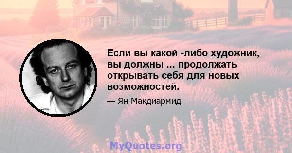 Если вы какой -либо художник, вы должны ... продолжать открывать себя для новых возможностей.