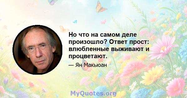 Но что на самом деле произошло? Ответ прост: влюбленные выживают и процветают.