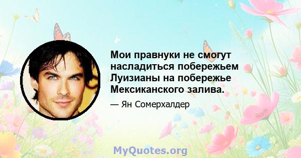 Мои правнуки не смогут насладиться побережьем Луизианы на побережье Мексиканского залива.