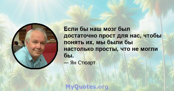 Если бы наш мозг был достаточно прост для нас, чтобы понять их, мы были бы настолько просты, что не могли бы.