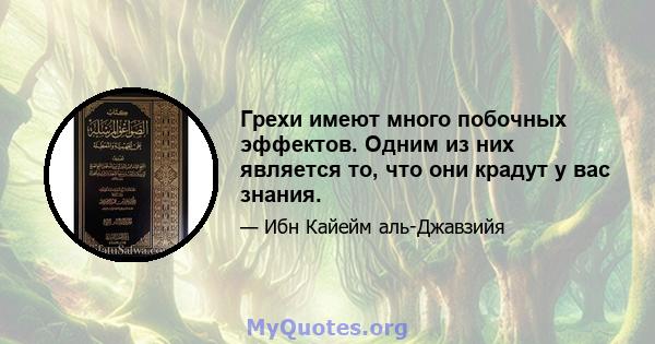 Грехи имеют много побочных эффектов. Одним из них является то, что они крадут у вас знания.