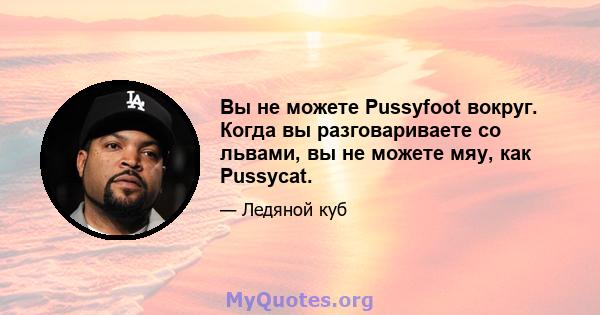 Вы не можете Pussyfoot вокруг. Когда вы разговариваете со львами, вы не можете мяу, как Pussycat.