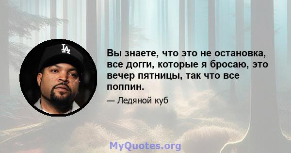 Вы знаете, что это не остановка, все догги, которые я бросаю, это вечер пятницы, так что все поппин.