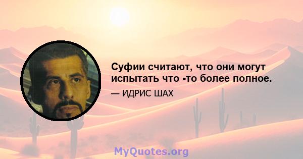 Суфии считают, что они могут испытать что -то более полное.