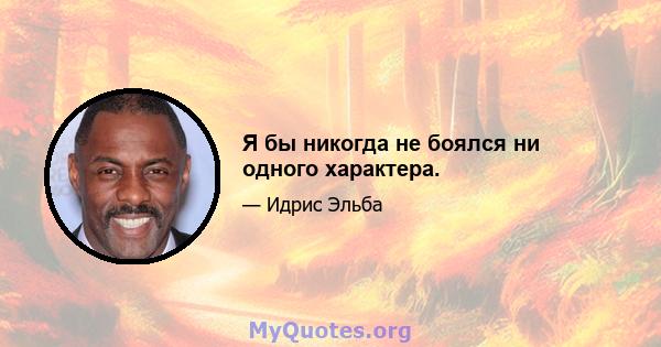 Я бы никогда не боялся ни одного характера.