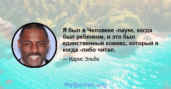 Я был в Человеке -пауке, когда был ребенком, и это был единственный комикс, который я когда -либо читал.