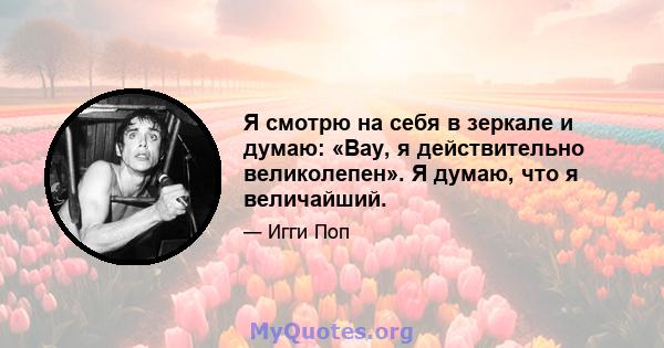 Я смотрю на себя в зеркале и думаю: «Вау, я действительно великолепен». Я думаю, что я величайший.