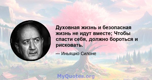 Духовная жизнь и безопасная жизнь не идут вместе; Чтобы спасти себя, должно бороться и рисковать.