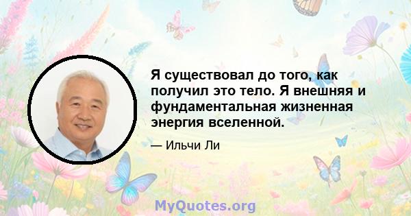 Я существовал до того, как получил это тело. Я внешняя и фундаментальная жизненная энергия вселенной.