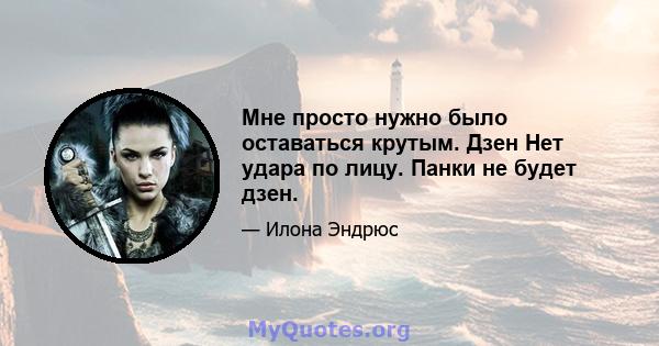 Мне просто нужно было оставаться крутым. Дзен Нет удара по лицу. Панки не будет дзен.