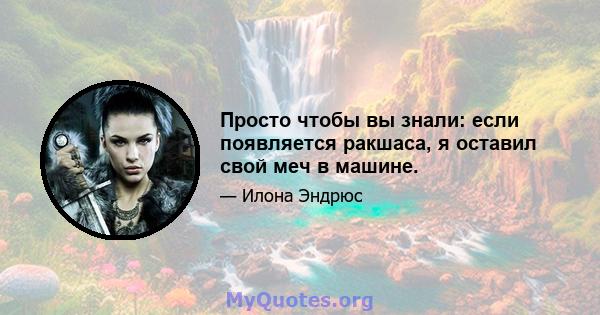 Просто чтобы вы знали: если появляется ракшаса, я оставил свой меч в машине.