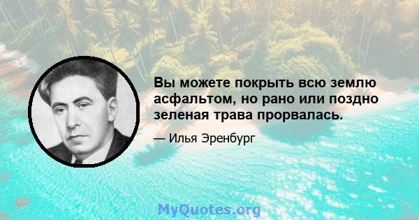 Вы можете покрыть всю землю асфальтом, но рано или поздно зеленая трава прорвалась.