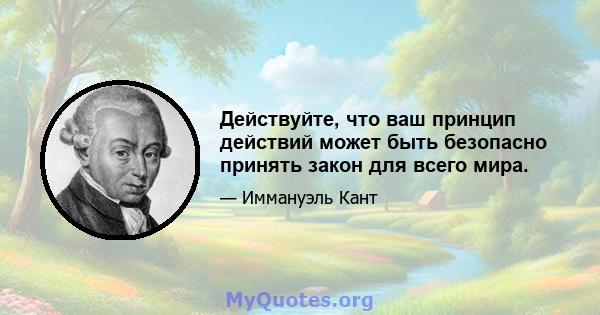 Действуйте, что ваш принцип действий может быть безопасно принять закон для всего мира.