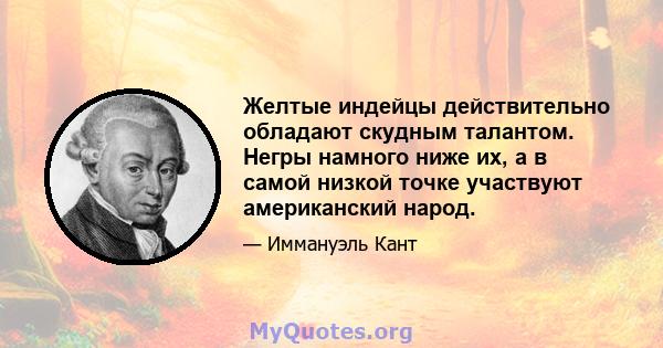 Желтые индейцы действительно обладают скудным талантом. Негры намного ниже их, а в самой низкой точке участвуют американский народ.