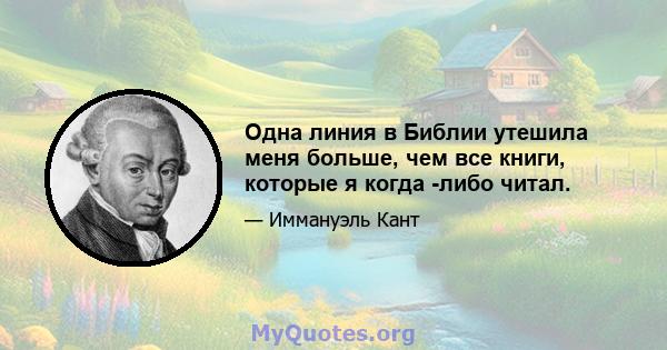 Одна линия в Библии утешила меня больше, чем все книги, которые я когда -либо читал.