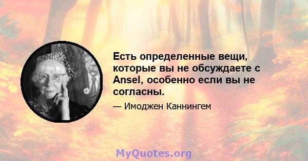 Есть определенные вещи, которые вы не обсуждаете с Ansel, особенно если вы не согласны.