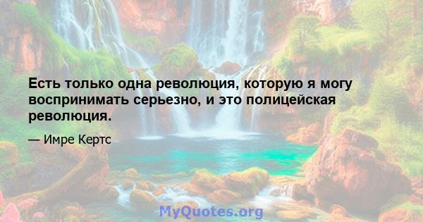 Есть только одна революция, которую я могу воспринимать серьезно, и это полицейская революция.