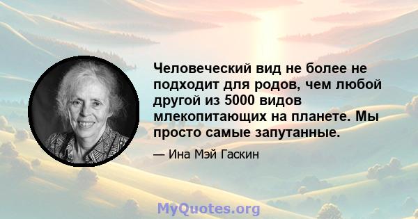 Человеческий вид не более не подходит для родов, чем любой другой из 5000 видов млекопитающих на планете. Мы просто самые запутанные.