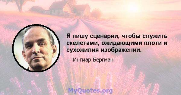 Я пишу сценарии, чтобы служить скелетами, ожидающими плоти и сухожилия изображений.