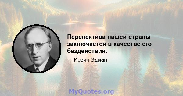 Перспектива нашей страны заключается в качестве его бездействия.