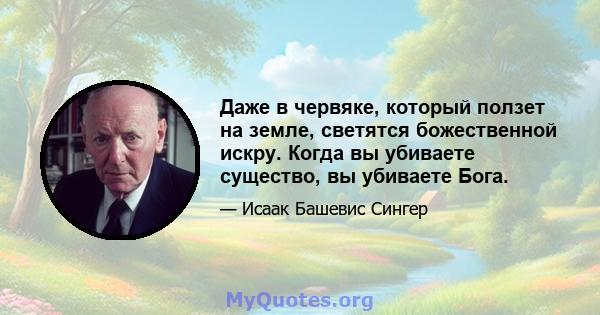 Даже в червяке, который ползет на земле, светятся божественной искру. Когда вы убиваете существо, вы убиваете Бога.