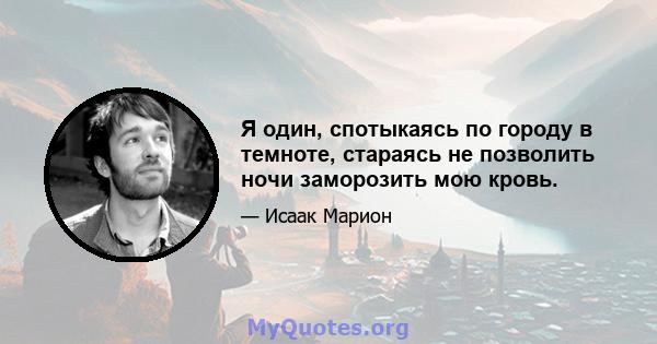 Я один, спотыкаясь по городу в темноте, стараясь не позволить ночи заморозить мою кровь.