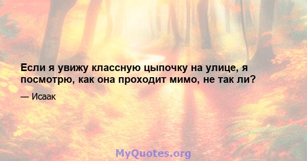 Если я увижу классную цыпочку на улице, я посмотрю, как она проходит мимо, не так ли?