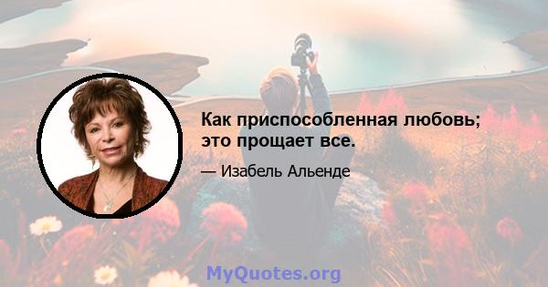 Как приспособленная любовь; это прощает все.