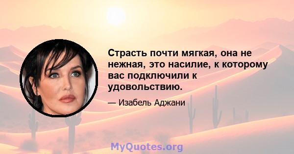 Страсть почти мягкая, она не нежная, это насилие, к которому вас подключили к удовольствию.