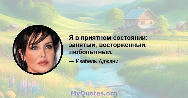 Я в приятном состоянии: занятый, восторженный, любопытный.