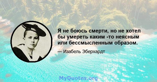 Я не боюсь смерти, но не хотел бы умереть каким -то неясным или бессмысленным образом.