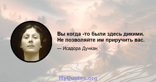 Вы когда -то были здесь дикими. Не позволяйте им приручить вас.