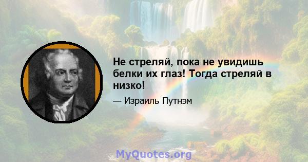 Не стреляй, пока не увидишь белки их глаз! Тогда стреляй в низко!