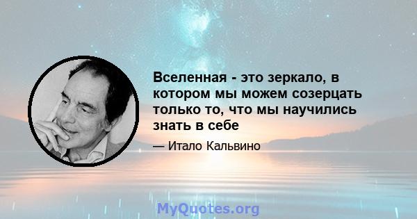 Вселенная - это зеркало, в котором мы можем созерцать только то, что мы научились знать в себе