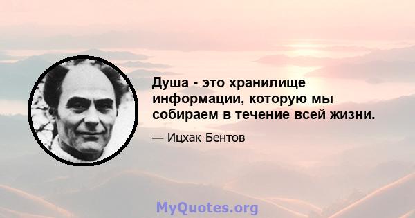 Душа - это хранилище информации, которую мы собираем в течение всей жизни.