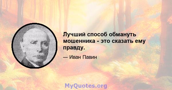 Лучший способ обмануть мошенника - это сказать ему правду.