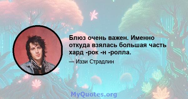 Блюз очень важен. Именно откуда взялась большая часть хард -рок -н -ролла.