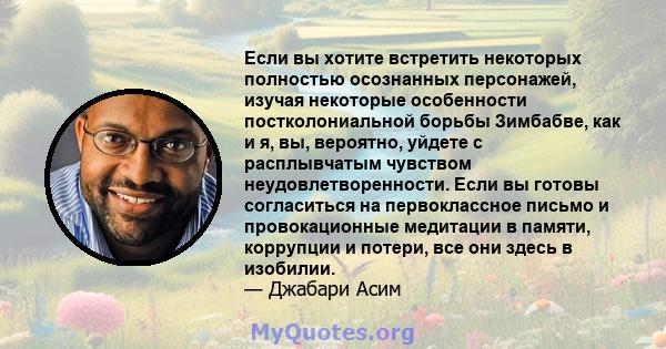 Если вы хотите встретить некоторых полностью осознанных персонажей, изучая некоторые особенности постколониальной борьбы Зимбабве, как и я, вы, вероятно, уйдете с расплывчатым чувством неудовлетворенности. Если вы