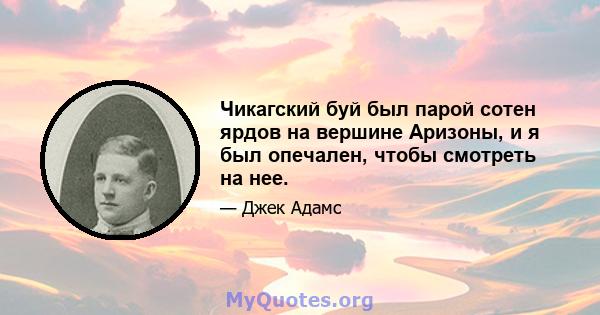 Чикагский буй был парой сотен ярдов на вершине Аризоны, и я был опечален, чтобы смотреть на нее.