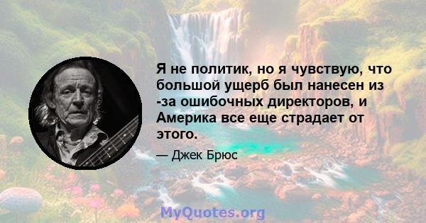 Я не политик, но я чувствую, что большой ущерб был нанесен из -за ошибочных директоров, и Америка все еще страдает от этого.