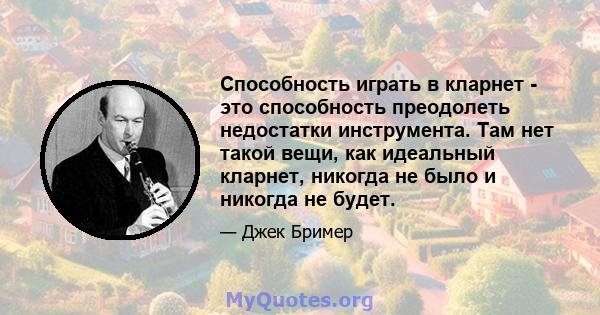 Способность играть в кларнет - это способность преодолеть недостатки инструмента. Там нет такой вещи, как идеальный кларнет, никогда не было и никогда не будет.