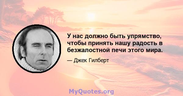 У нас должно быть упрямство, чтобы принять нашу радость в безжалостной печи этого мира.